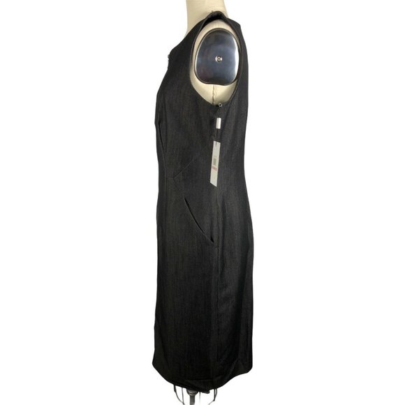 CALVIN KLEIN Zip Front Sheath Dress Pockets Grey 6 - Picture 6 of 7